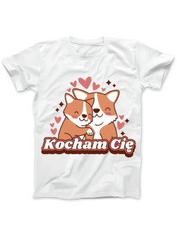 Koszulka Koszulka Damska Corgi Kocham Cię Biała - Prezent na Dzień Babci ?