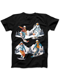 Koszulka Koszulka Damska Snowboardziści Czarna - Śmieszne T-Shirty z Nadrukami ?