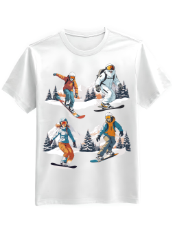 Koszulka Koszulka Męska Snowboardziści Biała - Śmieszne T-Shirty z Nadrukami ?