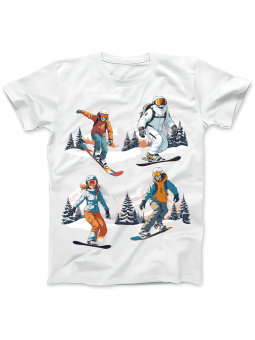 Koszulka Koszulka Damska Snowboardziści Biała - Śmieszne T-Shirty z Nadrukami ?