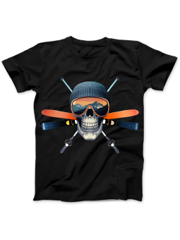 Koszulka Koszulka Damska Czaszka Narty Czarna - Śmieszne T-Shirty z Nadrukami ?