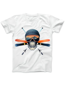 Koszulka Koszulka Damska Czaszka Narty Biała - Śmieszne T-Shirty z Nadrukami ?