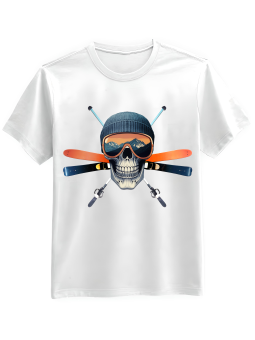 Koszulka Koszulka Męska Czaszka Narty Biała - Śmieszne T-Shirty z Nadrukami ?