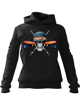 Bluza Damska z kapturem Czaszka Narty Czarna - Modna Odzież z Nadrukami ?