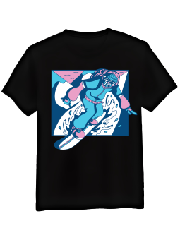 Koszulka Koszulka Męska Snowboard Ilustracja Czarna - Śmieszne T-Shirty z Nadrukami ?