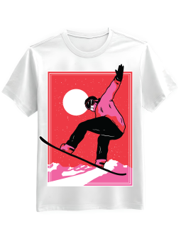 Koszulka Koszulka Męska Red Snowboarder Biała - Śmieszne T-Shirty z Nadrukami ?