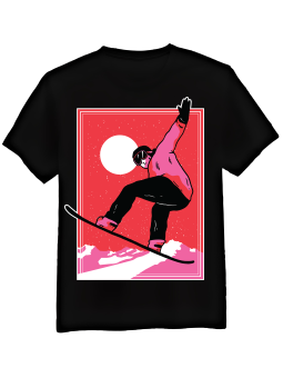 Koszulka Koszulka Męska Red Snowboarder Czarna - Śmieszne T-Shirty z Nadrukami ?