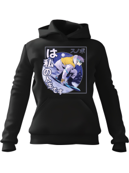 Bluza Męska z kapturem Anime Snowboarder Czarna - Śmieszne gadżety z Nadrukami ?