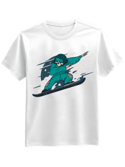 Koszulka Koszulka Męska Snowboard Szkielet Biała - Śmieszne T-Shirty z Nadrukami ?