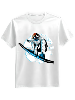 Koszulka Koszulka Męska Snowboard Yeti Biała - Śmieszne T-Shirty z Nadrukami ?