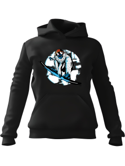 Bluza Damska z kapturem Snowboard Yeti Czarna - Modna Odzież z Nadrukami ?