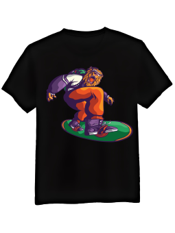 Koszulka Koszulka Męska Snowboard Lion Czarna - Śmieszne T-Shirty z Nadrukami ?