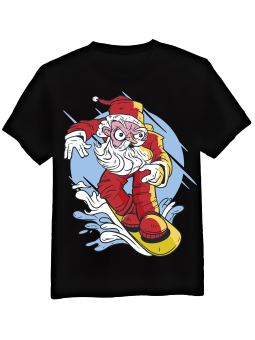 Koszulka Koszulka Męska Snowboard Mikołaj Czarna - Śmieszne T-Shirty z Nadrukami ?