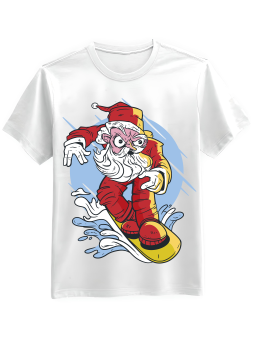 Koszulka Koszulka Męska Snowboard Mikołaj Biała - Śmieszne T-Shirty z Nadrukami ?