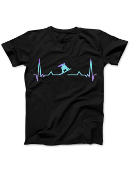 Koszulka Koszulka Damska Snowboard Heartbeat Czarna - Śmieszne T-Shirty z Nadrukami ?