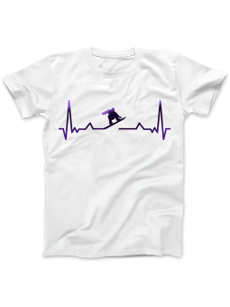 Koszulka Koszulka Damska Snowboard Heartbeat Biała - Śmieszne T-Shirty z Nadrukami ?