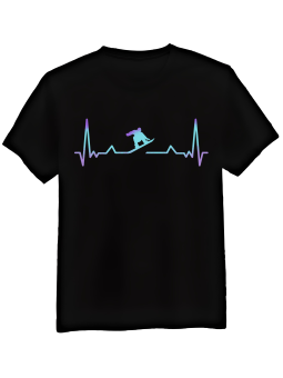 Koszulka Koszulka Męska Snowboard Heartbeat Czarna - Śmieszne T-Shirty z Nadrukami ?