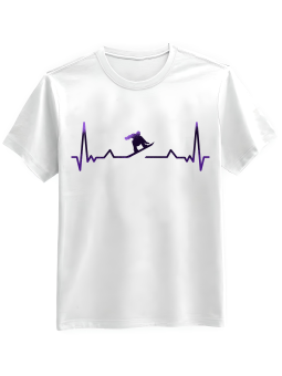 Koszulka Koszulka Męska Snowboard Heartbeat Biała - Śmieszne T-Shirty z Nadrukami ?