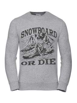 Bluza Damska Snowboard Or Die Szara - Śmieszne T-Shirty z Nadrukami ?