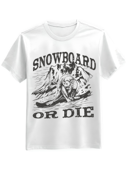 Koszulka Koszulka Męska Snowboard Or Die Biała - Śmieszne T-Shirty z Nadrukami ?