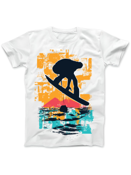 Koszulka Koszulka Damska Sunset Snowboard Biała - Śmieszne T-Shirty z Nadrukami ?