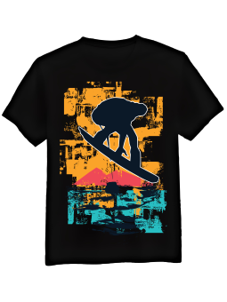 Koszulka Koszulka Męska Sunset Snowboard Czarna - Śmieszne T-Shirty z Nadrukami ?