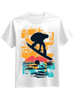 Koszulka Koszulka Męska Sunset Snowboard Biała - Śmieszne T-Shirty z Nadrukami ?