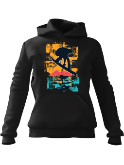 Bluza Damska z kapturem Sunset Snowboard Czarna - Modna Odzież z Nadrukami ?