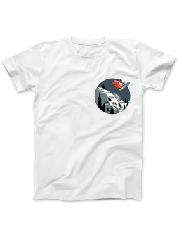 Koszulka Koszulka Damska Snowboard Czerwony Kapturek z Nadrukiem Na Piersi Biała - Śmieszne T-Shirty z Nadrukami ?