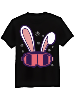 Koszulka Koszulka Męska Snowboard Zając Czarna - Śmieszne T-Shirty z Nadrukami ?