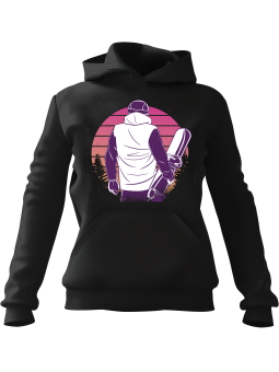 Bluza Damska z kapturem Snowboarder Zachód Czarna - Modna Odzież z Nadrukami ?