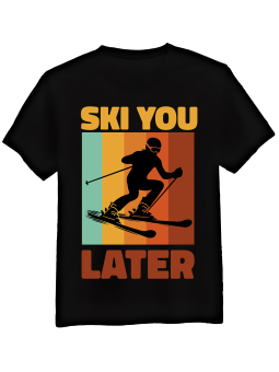 Koszulka Koszulka Męska Ski You Later Czarna - Śmieszne T-Shirty z Nadrukami ?
