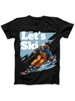 Koszulka Koszulka Damska Let's Ski Czarna - Śmieszne T-Shirty z Nadrukami ?