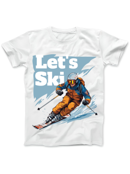 Koszulka Koszulka Damska Let's Ski Biała - Śmieszne T-Shirty z Nadrukami ?