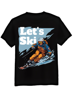 Koszulka Koszulka Męska Let's Ski Czarna - Śmieszne T-Shirty z Nadrukami ?
