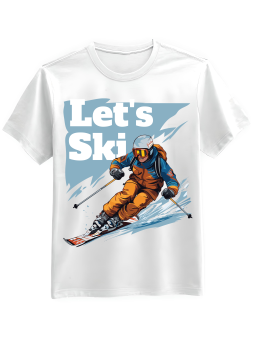 Koszulka Koszulka Męska Let's Ski Biała - Śmieszne T-Shirty z Nadrukami ?