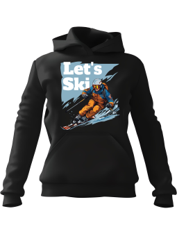 Bluza Damska z kapturem Let's Ski Czarna - Modna Odzież z Nadrukami ?