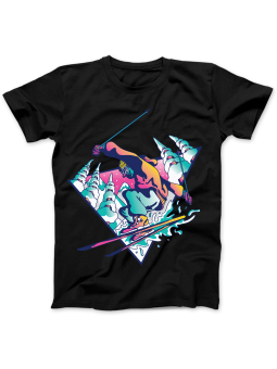 Koszulka Koszulka Damska Retro Skiing Czarna - Śmieszne T-Shirty z Nadrukami ?