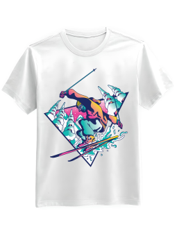 Koszulka Koszulka Męska Retro Skiing Biała - Śmieszne T-Shirty z Nadrukami ?