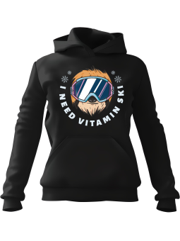 Bluza Damska z kapturem Vitamin Ski Czarna - Modna Odzież z Nadrukami ?