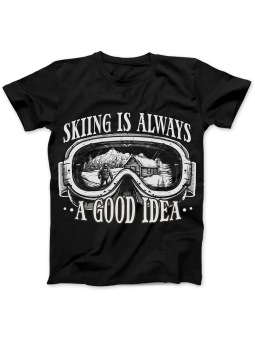 Koszulka Koszulka Damska Skiing Idea Czarna - Śmieszne T-Shirty z Nadrukami ?