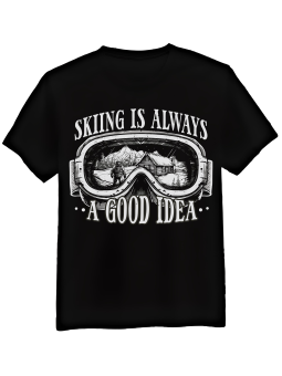 Koszulka Koszulka Męska Skiing Idea Czarna - Śmieszne T-Shirty z Nadrukami ?