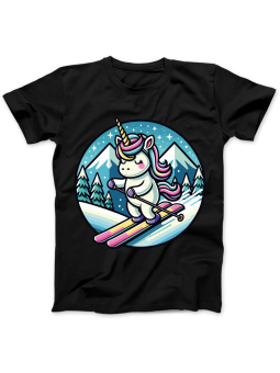 Koszulka Koszulka Damska Narciarz Jednorożec Czarna - Śmieszne T-Shirty z Nadrukami ?