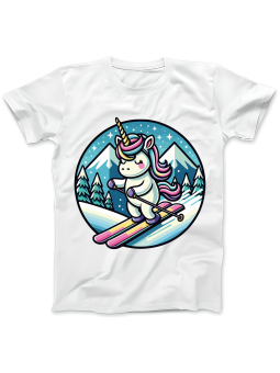 Koszulka Koszulka Damska Narciarz Jednorożec Biała - Śmieszne T-Shirty z Nadrukami ?