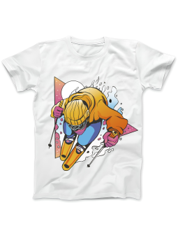 Koszulka Koszulka Damska Retro Narciarz Biała - Śmieszne T-Shirty z Nadrukami ?