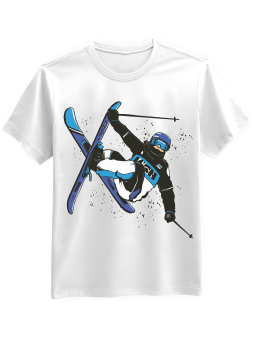 Koszulka Koszulka Męska Ski Trick Biała - Śmieszne T-Shirty z Nadrukami ?