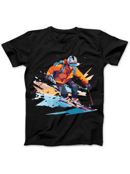 Koszulka Koszulka Damska Narciarz Akwarela Czarna - Śmieszne T-Shirty z Nadrukami ?