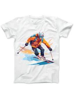 Koszulka Koszulka Damska Narciarz Akwarela Biała - Śmieszne T-Shirty z Nadrukami ?