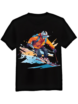 Koszulka Koszulka Męska Narciarz Akwarela Czarna - Śmieszne T-Shirty z Nadrukami ?