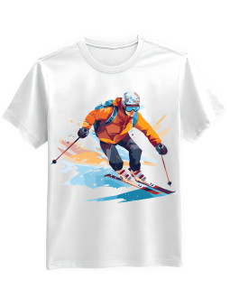 Koszulka Koszulka Męska Narciarz Akwarela Biała - Śmieszne T-Shirty z Nadrukami ?